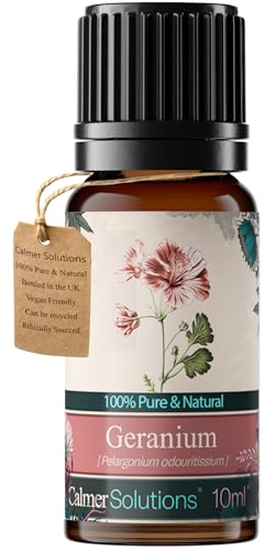 Calmer Solutions Geranium Essential Oil 10ml – 100% Pure & Natural – Floral Aromatherapy Oil for Balance, Skincare & Wellbeing – Ideal for Diffusers, Massage & DIY Blends