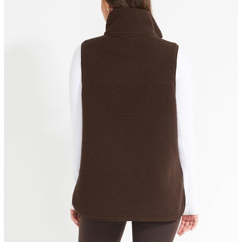 Songling Womens Fleece Vest Oversized Sleeveless High Neck Full Zip Jacket Warm Soft Sherpa Vests Outerwear with Pockets2