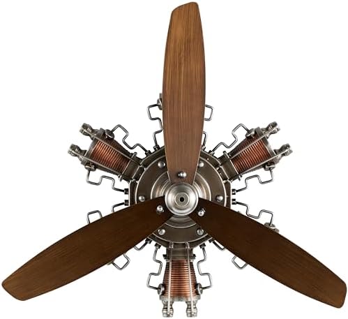 YOUKI Vintage Airplane Propeller Wall Clock - Bronze Metal Aviation Decor, Battery Operated, Silent Movement, 26.4" Wall Art