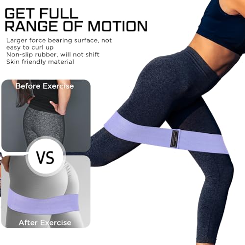 Image of 12 Pcs Fabric Resistance Bands for Working Out Non-Slip Booty Exercise Loop Bands for Women Men Glutes Hip Thigh Butt Yoga Pilates Fitness Gym, Light Medium Heavy