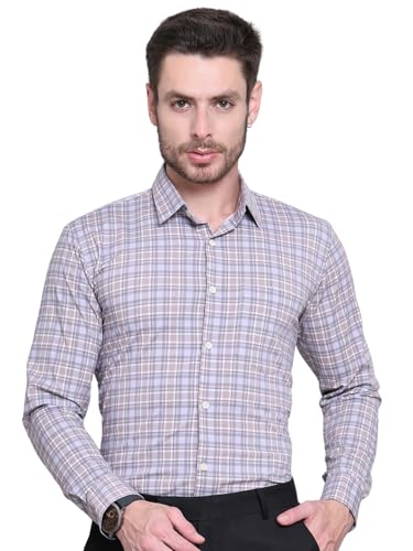 Image of Majestic Man Comfort Slim Fit Cotton Blend Checked Casual Shirt