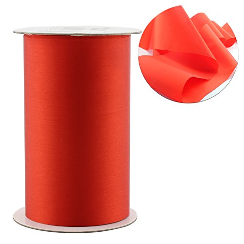 4-Inch Wide Red Satin Ribbon (10 Yards); Solid Color Craft Ribbon for Christmas, Valentines, Grand Opening Ceremonies/Ribbon Cutting, Chair Sashes, Crafts 10-Yard Spool / 30 Feet)