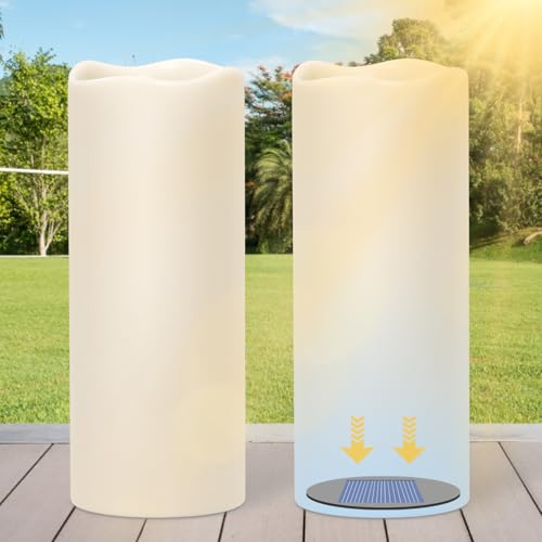Lasumora Large Solar Powered Candles, Outdoor...