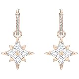 Swarovski - Pendiente de estrella de aro con cristales de Swarovski, chapado en oro rosa y blanco