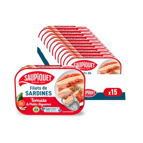 SAUPIQUET - Filets de Sardines à la Tomate et Petits Légumes - Sans Arêtes - Sans conservateurs, colorants ni arômes artificiels - Issus d'une Pêche...
