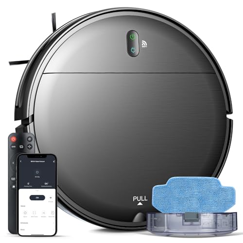 Robot Vacuum and Mop Combo, 2 in 1 Mopping Robot Vacuum Cleaner with Schedule, Wi-Fi/Voice/App, Strong Suction, Ease of Use, Self-Charging Robotic Vacuum, Slim, Ideal for Hard Floor, Pet Hair, Carpet