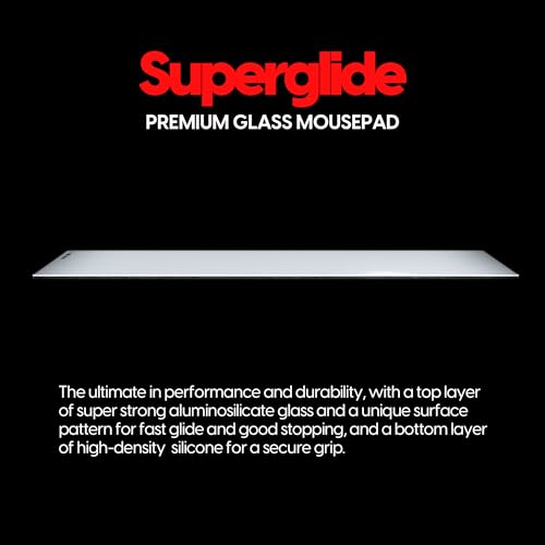 Image of Pulsar - Superglide Premium Glass Mouse Pad XXL ALUMINO-Silicate Glass Surface Anti-Slip Fully Molded high-Density Silicone Rubber 38.5in x 16.5in (XXL, White)