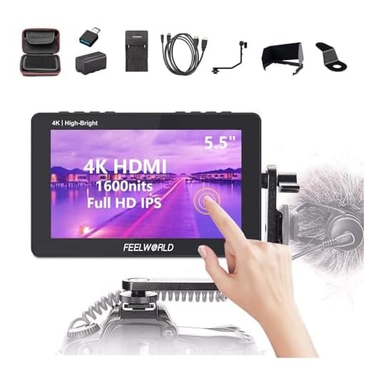 FEELWORLD F6 + Storage Case + F750 Battery + Charger, 5.7" IPS 4K 1920x1080 Full HD HDMI Video Field Monitor Kit Compatible DSLR/Mirrorless Camera Zhiyun Crane Feiyu Moza DJI Ronin Gimbal