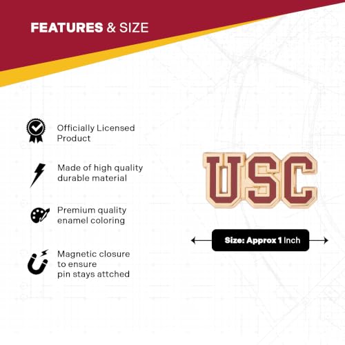 Image of Desert Cactus University of Southern California Lapel Pin USC Trojans Made of Metal for Formal Wear, Bag and Hat Jewelry, and Tie Tack