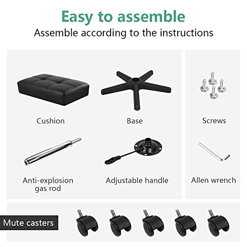 Furwoo Rectangle Rolling Stool With Wheels Height Adjustable Swivel Stool Chair For Spa Salon Massage Black #TOP5