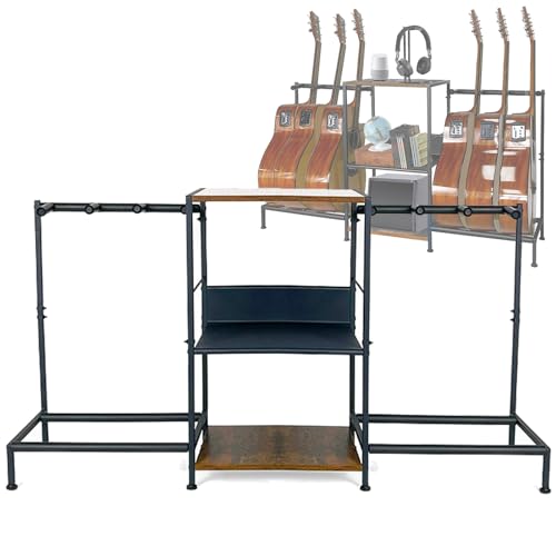 Soporte De Guitarra, Soporte De Guitarra Multifunción Para 6 Guitarras Con Estante De Almacenamiento De 3 Niveles, Para Música, Estudio, Guitarra Acústica Eléctrica, Bajo