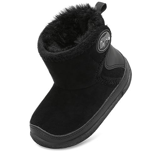 JIASUQI Black Baby Boots Socks Slippers for Boys Girls Baby Winter Bootie Non-slip Size 4-5