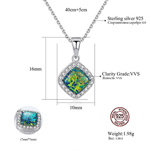 Colliers en Argent Sterling pour Les Femmes Chaîne Fine Pendentif Opal