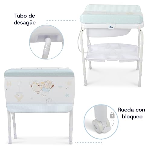 Miniatura 3 de Toral Bañera Cambiador Bebe Mueble Con Patas - Bañera Bebe Con Bandeja Separadora Y Ruedas Con Freno - Cambiador Con Medidor De Altura - Modelo Azul