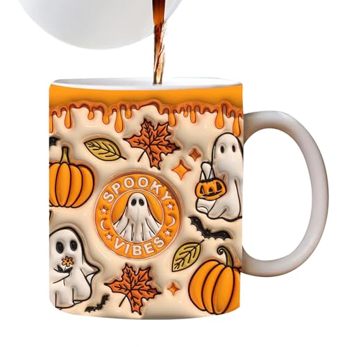 Ghost Spooky - Taza de cerámica espeluznante de Halloween para café, tazas de cerámica para whisky, vino, agua, sopa, cerveza
