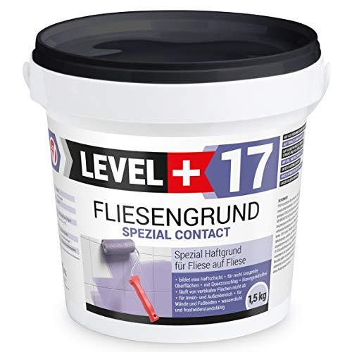 Level Plus 17 Baldosas de 1,5 kg de imprimación especial para azulejos, base de cuarzo, color azul, para interior y exterior, resistente a las heladas y al agua