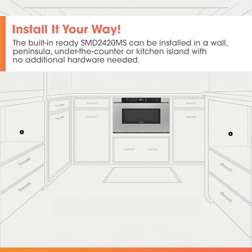 Image of Sharp SMD2420MS 24-Inch Built-In Microwave Drawer Oven, 1.2 Cu. Ft, Stainless Steel, Touch Control Panel, Sensor Cook Technology, Under-Counter Installation