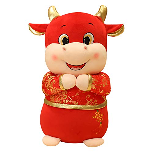 Muabobo 2021 Chinese Lunar New Year Decoration Year of The Ox Zodiac Mascot Dolls Cow Plush Toys for Party Gift