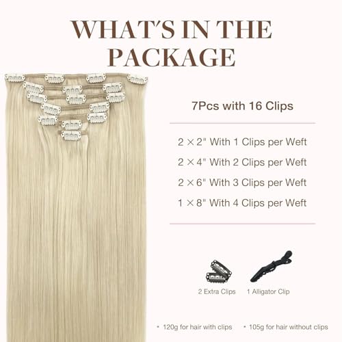 image for GOO GOO Clip in Hair Extensions Real Human Hair, Remy Human Hair Exten