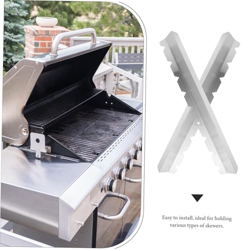 Support à brochettes en acier inoxydable argenté stable pour cuisson surélevée - 4