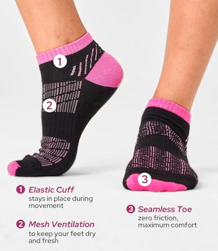 BAMBOO COOL Womens Ankle Socks Bamboo Viscose Athletic Moisture-Wicking Low Cut Running Socks Cushioned Anti-Blister3