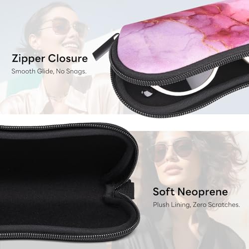 Image of Sunglasses Case with Belt Clip, Ultra Light Neoprene Zipper Soft Padded Glasses Case for Women Men