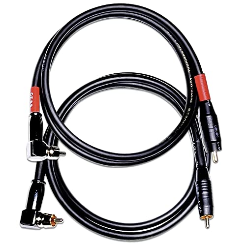 Image of CNCESS CESS-167-3f RCA Right Angle to Straight Type Male to Male Preamp Jumpers Patch Cable, 2 Pack (3 Feet)