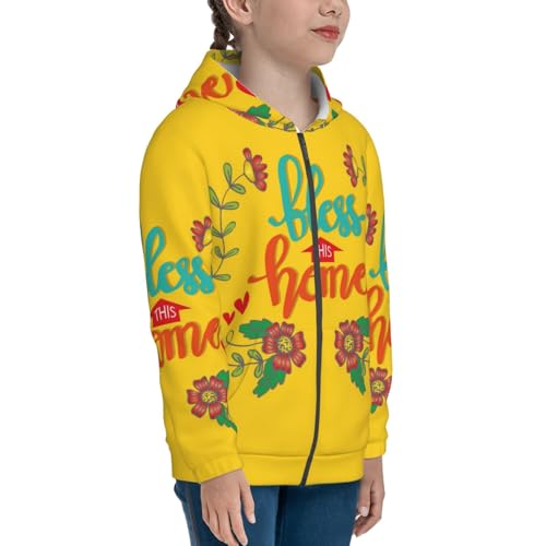 Blooming Sunflower Field Kid Hoodies Boys Zip Up Sweatshirts Girls Pullover with Pocket4
