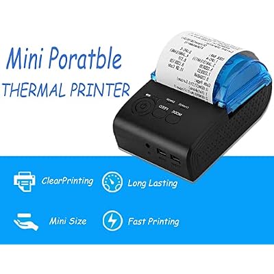Yoidesu Mini Receipt Printer,58mm Portable Bluetooth Mobile Thermal Printer Compatible with Android VISTA Linux,Bluetooth 4.0 Label Printer (US Plug)
