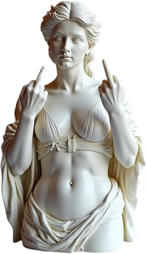 RDCIRP Unverfrorene Venus, die Mittelfinger Statue, rebellisches, mutiges, modernes Kunstdekor, griechische Göttinnen Gestenstatue, Skulptur-Ornament, lustiges, einzigartiges Dekorationsstück(E)