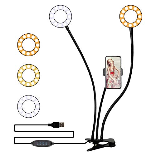 Holiday Deals 🛒 Selfie Ring Light with Stand and Cell Phone Holder, Dual Lights + Phone Hoder Ring Light Set with 3 Light Modes and 10 Brightness Levels for Makeup/YouTube Video/Photography Hot Deals Selfie Ring Light with Stand and Cell Phone Holder, Dual Lights + Phone Hoder Ring Light Set with 3 Light Modes and 10 Brightness Levels for Makeup/YouTube Video/Photography