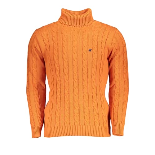 Pull col roulé orange torsadé pour homme chaud et idéal pour vos sorties citadines en XL