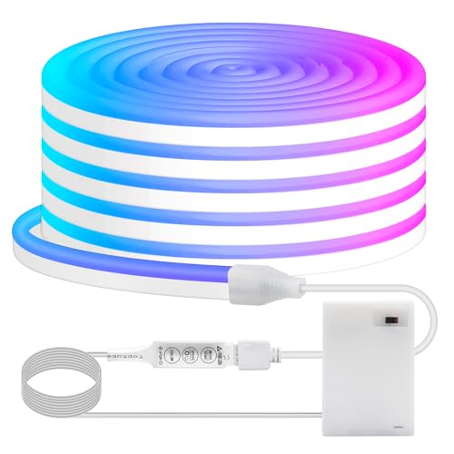 HEGEHE Striscia neon LED flessibili RGB impermeabili Dimmerabile 5V [2m] - Con controller a 3 tasti - Alimentazione a batteria,decorazioni per Natale feste compleanni matrimoni [Batterie non incluse]