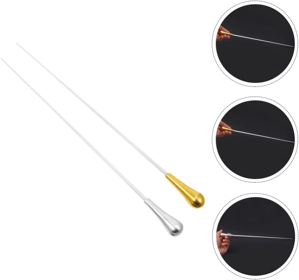 ERINGOGO 2pcs Musical Conductor Baton Lightweight Music Band Conducting Baton for Symphony Concert Leader Choral Director Gold Silver : Musical Instruments
