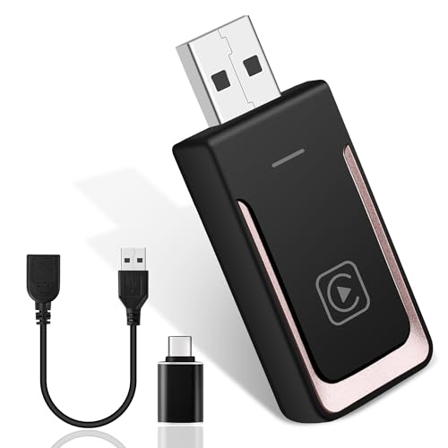 Car Playy Wireless Adapter 2025,zUnterstützt OTA, USB A/C Plug & Play Car Playy Adapter. Kompatibel mit iOS 10+ und Fahrzeugen ab Baujahr 2016, die kabelgebundenes CarPlayy unterstützen (Roségold)