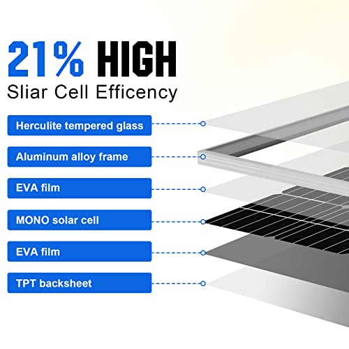 ECO-WORTHY Zonnepaneel, 170 watt, 12 volt, monokristallijn zonnepaneel, voeding voor caravan, camper, groen huis, aan… - Afbeelding 6