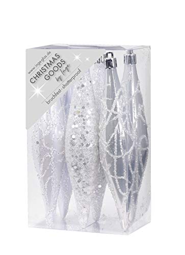 Inge-glas Weihnachtsschmuck Eiszapfen Oliven 6 STK. Kunstoff 15cm...