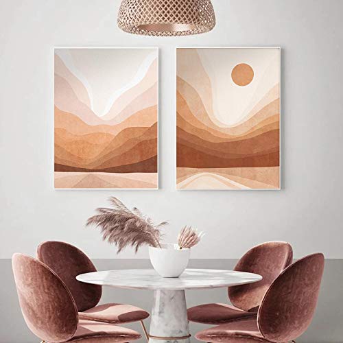 Art mural abstrait paysage de montagne nordique 50x70cm affiche bohème rustique lot de 2
