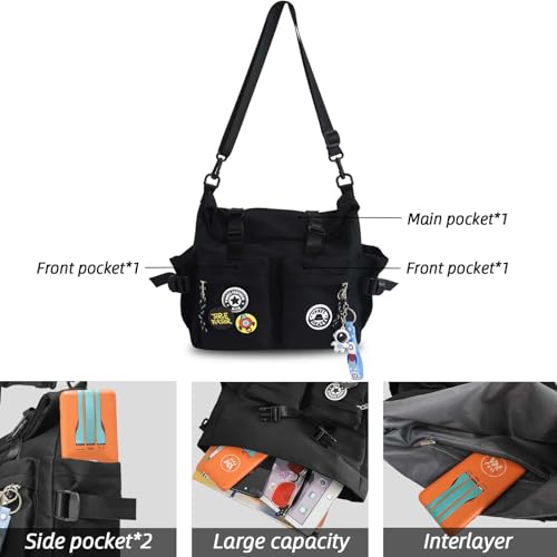 Teclado Fashion Crossbody Bag with Cute Accessories Casual Messenger Bag with Pendants Shoulder Bag Purse Travel Daypacks4