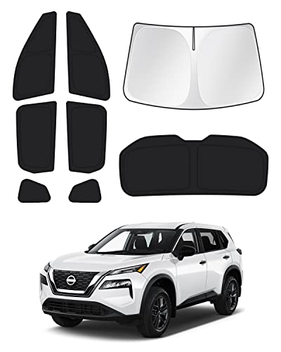 Image of Canvcle Sunshades for 2021-2025 2026 Nissan Rogue (NOT for Nissan Rogue Sport) Accessories Windshield Sunshade Side Rear Windows Sun Visor Privacy Protection Keep Vehicle Cool Black 8PCS