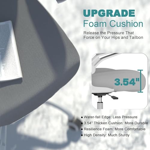 Mimoglad Office Chair, Comfy Desk Chair - High Back Ergonomic Computer Chair with Adjustable Lumbar Support & Headrest, Flip-up Armrests for Guitar Playing, Swivel Task Chair (Moon image 2