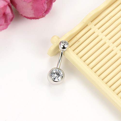 Silbertale SBRSJ004-7.2MM Sterling Silver Belly Button Rings For Women Men Cz Navel Rings Curved Barbell Belly Rings Belly Piercing 8Mm thumb #7