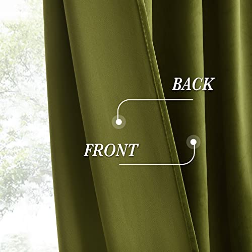 Image of RYB HOME Velvet Room Divider Curtains 84 inches, Noise Reduce Barrier for Nursery, Large Window Curtains for Sliding Glass Door /Storage /Space Room, Moss Green, W 62 x L 84, 2 Panels Set