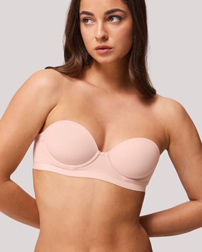 Image of Strapless Bras for Women Small Breasted Balconette Demi Underwire Lightly Lined Seamless Bra 32AA-38A