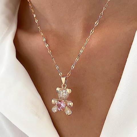 Wendalern Cute CZ Teddy Bear Necklace Cover