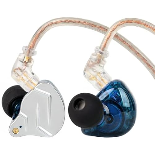 KZ ZSN Pro in Ear Monitor Headphones, 1BA 1DD Hybrid Driver Wired Gaming Earbuds, Deep Bass Sound Wired Ear Buds, HiFi IEM for Gaming Music Video Calling Singer Musician Drummer DJ (with mic, Blue)
