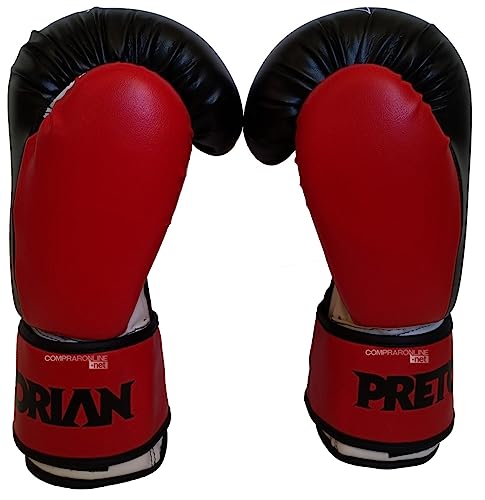 Luva de Boxe e Muay Thai Pretorian First Vermelho - 14oz -1 Par de Luvas, 1 Protetor Bucal 1 Par de