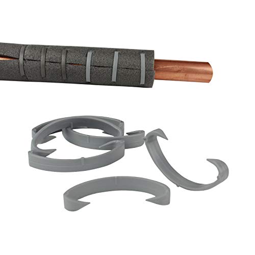 VONLIS Rohrisolierungs Krallen Clipse Klemmen für Isolierung Isolierschlauch 100 Stück hell grau Cover