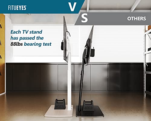 FITUEYES White TV Floor Stand 1.4m with 20mm Wood Base for 32-70 Inch TV, Tall TV Stand with 60° Swivel & 6 Height Adjustment, Corner Slim TV Stand Max. VESA 600x400mm Holds 40kg - Image 5