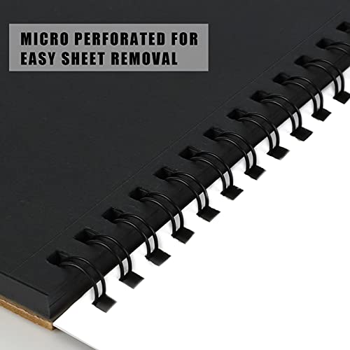 Black Sketch Drawing Paper Pad, 5.5X8.5 Inches, 60 Sheets (92Lb/150Gsm) Heavyweight, Double-Sided Hard Cover, Spiral Bound, For Colored Pencil, Oil Pastel, Charcoal, Graphite, Gel Pen, Ink, Chalk #TOP3